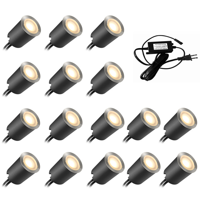 SMY Lighting 16PCS 12V Low Voltage IP67 Waterproof Recessed LED Deck Light Kits With Protecting